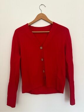 Wool Red Cardigan Sweater